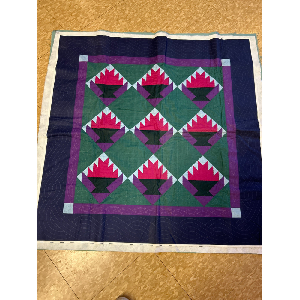 Unbranded Unisex Quilt One Size Green,‎ Teal and Purple, Preowned